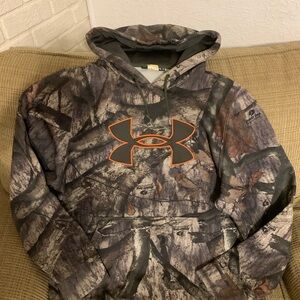 Under Armour Woodland Camo Hoodie with Orange Accent Men’s Medium